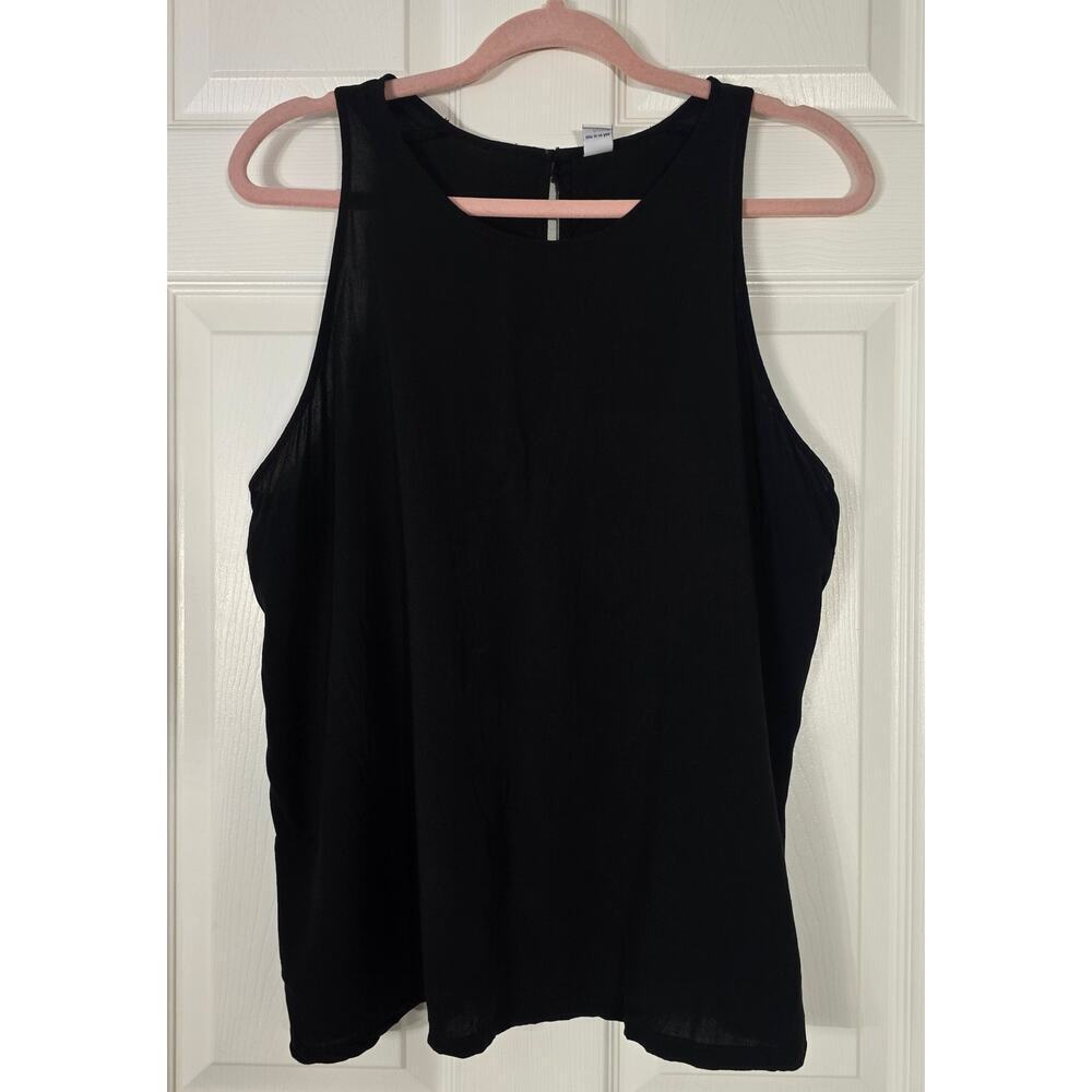Old Navy Black Sleeveless Blouse Tank Top Keyhole Back Size XL